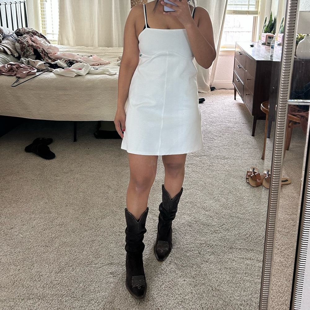 Zara White Mini Strap Dress Sz Medium